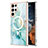 Samsung Galaxy S23 Ultra 5G用シリコンケース ソフトタッチラバー バタフライ パターン カバー Mag-Safe 磁気 Magnetic サムスン グリーン
