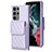 Samsung Galaxy S23 Ultra 5G用シリコンケース ソフトタッチラバー レザー柄 カバー BF6 サムスン ラベンダー