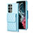 Samsung Galaxy S23 Ultra 5G用シリコンケース ソフトタッチラバー レザー柄 カバー BF6 サムスン ライトブルー