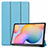 Samsung Galaxy Tab S6 Lite 4G 10.4 SM-P615用手帳型 レザーケース スタンド カバー L02 サムスン ブルー