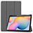 Samsung Galaxy Tab S6 Lite 4G 10.4 SM-P615用手帳型 レザーケース スタンド カバー L02 サムスン グレー