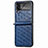 Samsung Galaxy Z Flip4 5G用ハイブリットバンパーケース 高級感 手触り良いレザー柄 兼プラスチック B07 サムスン ネイビー