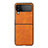 Samsung Galaxy Z Flip4 5G用ハイブリットバンパーケース 高級感 手触り良いレザー柄 兼プラスチック C07 サムスン オレンジ