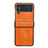 Samsung Galaxy Z Flip4 5G用ハイブリットバンパーケース 高級感 手触り良いレザー柄 兼プラスチック C08 サムスン オレンジ