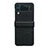 Samsung Galaxy Z Flip4 5G用ハイブリットバンパーケース 高級感 手触り良いレザー柄 兼プラスチック C08 サムスン ブラック