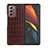 Samsung Galaxy Z Fold2 5G用ケース 高級感 手触り良いレザー柄 S02 サムスン ブラウン
