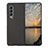 Samsung Galaxy Z Fold3 5G用ハイブリットバンパーケース 高級感 手触り良いレザー柄 兼プラスチック R04 サムスン ブラック
