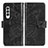 Samsung Galaxy Z Fold4 5G用手帳型 レザーケース スタンド バタフライ 蝶 カバー サムスン ブラック