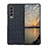 Samsung Galaxy Z Fold4 5G用ハイブリットバンパーケース 高級感 手触り良いレザー柄 兼プラスチック B02 サムスン ネイビー