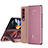 Samsung Galaxy Z Fold4 5G用手帳型 レザーケース スタンド 鏡面 カバー ZL1 サムスン ローズゴールド