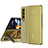 Samsung Galaxy Z Fold4 5G用手帳型 レザーケース スタンド 鏡面 カバー ZL1 サムスン ゴールド