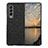Samsung Galaxy Z Fold4 5G用ハイブリットバンパーケース 高級感 手触り良いレザー柄 兼プラスチック R01 サムスン ブラック