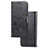 Sony Xperia 5用手帳型 レザーケース スタンド 花 カバー ソニー ブラック