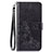 Sony Xperia 8 Lite用手帳型 レザーケース スタンド 花 カバー ソニー ブラック