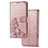 Sony Xperia L4用手帳型 レザーケース スタンド 花 カバー ソニー ピンク