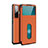 Vivo X50 5G用手帳型 レザーケース スタンド カバー Vivo オレンジ