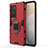レッド Vivo X60 Pro+ Plus 5G用ハイブリットバンパーケース プラスチック アンド指輪 マグネット式 KC1 Vivo レッド