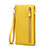 カイコハンドバッグ ポーチ 財布型ケース レザー ユニバーサル T01 イエロー