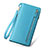 カイコハンドバッグ ポーチ 財布型ケース レザー ユニバーサル T01 ブルー