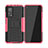 Xiaomi Mi 10T 5G用ハイブリットバンパーケース スタンド プラスチック 兼シリコーン カバー JX2 Xiaomi ローズレッド