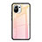 Xiaomi Mi 11 5G用ハイブリットバンパーケース プラスチック 鏡面 虹 グラデーション 勾配色 カバー H01 Xiaomi ピンク