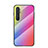 Xiaomi Mi Note 10 Lite用ハイブリットバンパーケース プラスチック 鏡面 虹 グラデーション 勾配色 カバー LS2 Xiaomi ピンク
