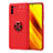 Xiaomi Poco M3用極薄ソフトケース シリコンケース 耐衝撃 全面保護 アンド指輪 マグネット式 バンパー SD1 Xiaomi レッド