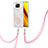 Xiaomi Poco X3 NFC用シリコンケース ソフトタッチラバー バタフライ パターン カバー 携帯ストラップ Y01B Xiaomi ピンク