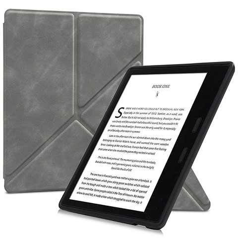 Amazon Kindle Oasis 7 inch用手帳型 レザーケース スタンド カバー L02 Amazon グレー
