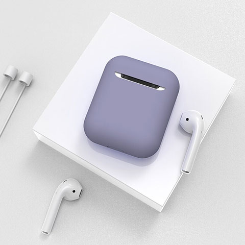 シリコン ケース 保護 収納 ズ用 Airpods 充電ボックス C01 アップル パープル