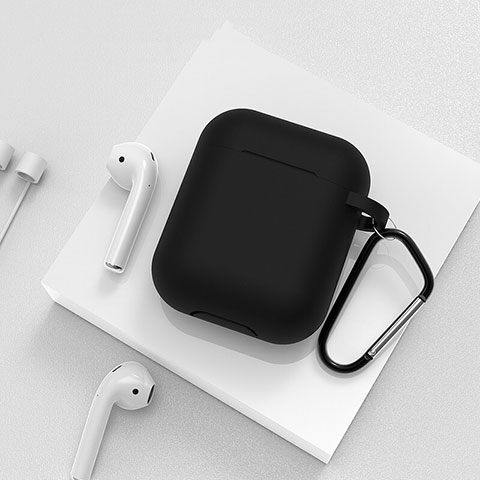 シリコン ケース 保護 収納 ズ用 Airpods 充電ボックス C02 アップル ブラック