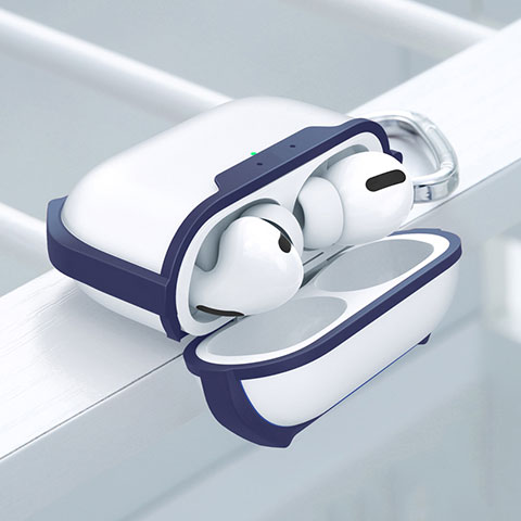 Apple AirPods Pro用ハイブリットバンパーケース プラスチック 兼シリコーン カバー U02 アップル ネイビー