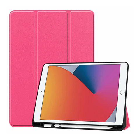 Apple iPad 10.2 (2020)用手帳型 レザーケース スタンド カバー L01 アップル ピンク