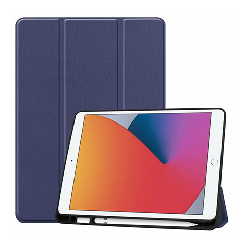 Apple iPad 10.2 (2020)用手帳型 レザーケース スタンド カバー L01 アップル ネイビー