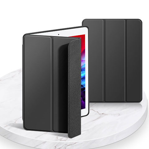 Apple iPad 10.2 (2020)用手帳型 レザーケース スタンド カバー L03 アップル ブラック