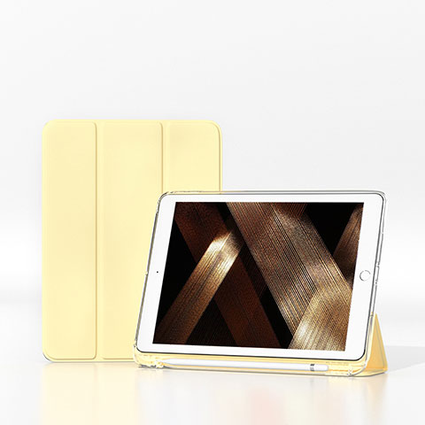 Apple iPad 10.2 (2020)用手帳型 レザーケース スタンド カバー H06 アップル イエロー