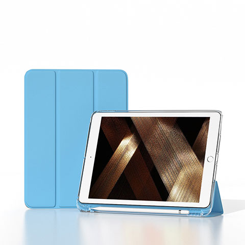 Apple iPad 10.2 (2020)用手帳型 レザーケース スタンド カバー H06 アップル ライトブルー