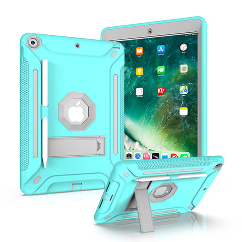 Apple iPad 10.2 (2020)用ハイブリットバンパーケース スタンド プラスチック 兼シリコーン カバー YJ2 アップル ライトブルー