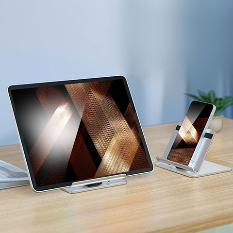 Apple iPad 10.2 (2020)用スタンドタイプのタブレット ホルダー ユニバーサル N02 アップル シルバー