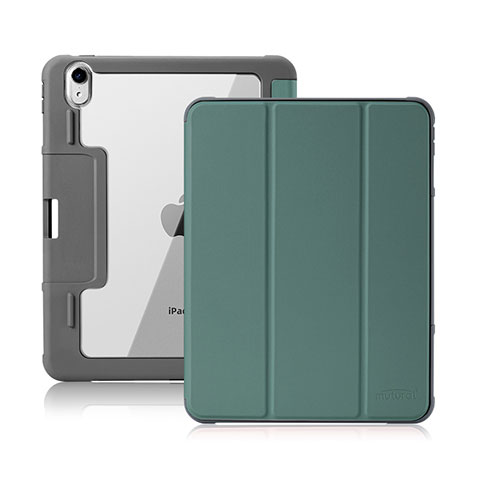 Apple iPad Air 10.9 (2020)用手帳型 レザーケース スタンド カバー L02 アップル モスグリー