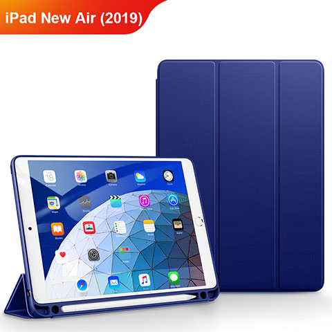 Apple iPad Air 3用手帳型 レザーケース スタンド アップル ネイビー