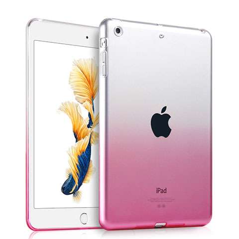 Apple iPad Air用極薄ソフトケース グラデーション 勾配色 クリア透明 アップル ピンク