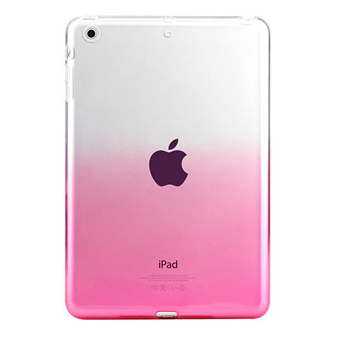 Apple iPad Mini 3用極薄ソフトケース グラデーション 勾配色 クリア透明 アップル ピンク