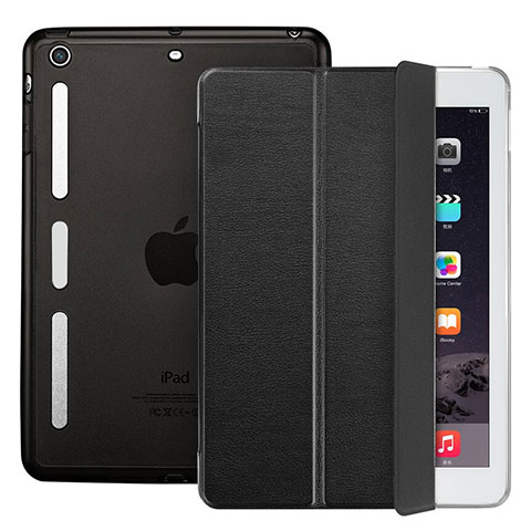Apple iPad Mini 3用手帳型 レザーケース スタンド L05 アップル ブラック