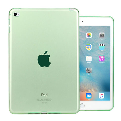 Apple iPad Mini 4用極薄ソフトケース シリコンケース 耐衝撃 全面保護 クリア透明 アップル グリーン