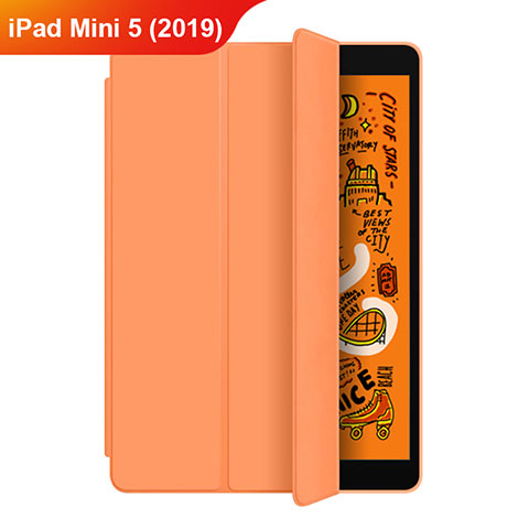 Apple iPad Mini 5 (2019)用手帳型 レザーケース スタンド L04 アップル オレンジ
