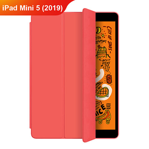 Apple iPad Mini 5 (2019)用手帳型 レザーケース スタンド L04 アップル レッド