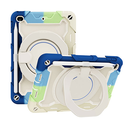 Apple iPad Mini 5 (2019)用ハイブリットバンパーケース スタンド プラスチック 兼シリコーン カバー L03 アップル ブルー
