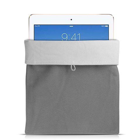 Apple iPad Mini 5 (2019)用ソフトベルベットポーチバッグ ケース アップル グレー