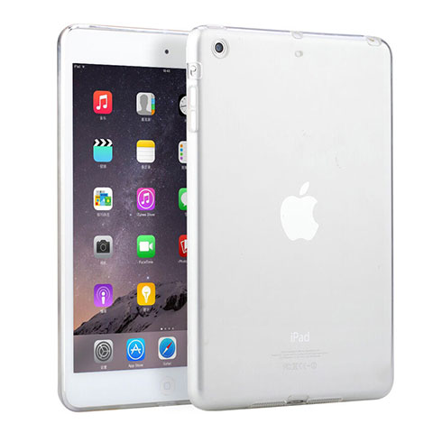 Apple iPad Mini用極薄ソフトケース シリコンケース 耐衝撃 全面保護 クリア透明 アップル ホワイト